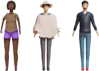 Personajes Amalfi, Burtica y Chocó